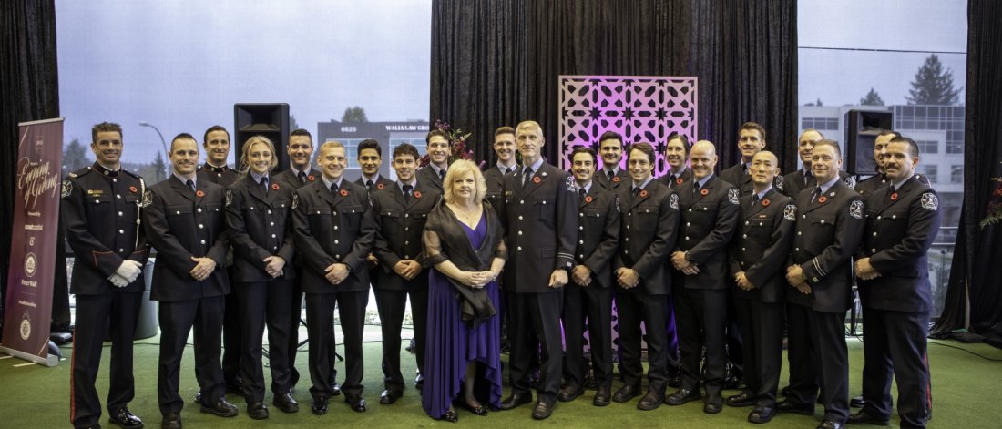 Mayor Brenda Locke standing with fire department staff