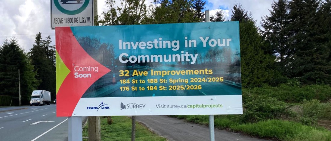 Board saying 'Investing in Your Community' on a sidewalk